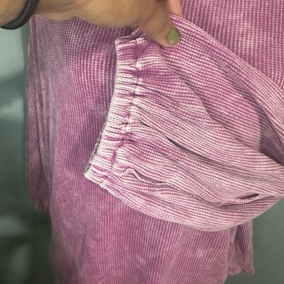 Pilcro Anthropologie Tie-Dye Thermal Top 3/4 Sleeve Petite Pink Women's - Picture 5 of 10